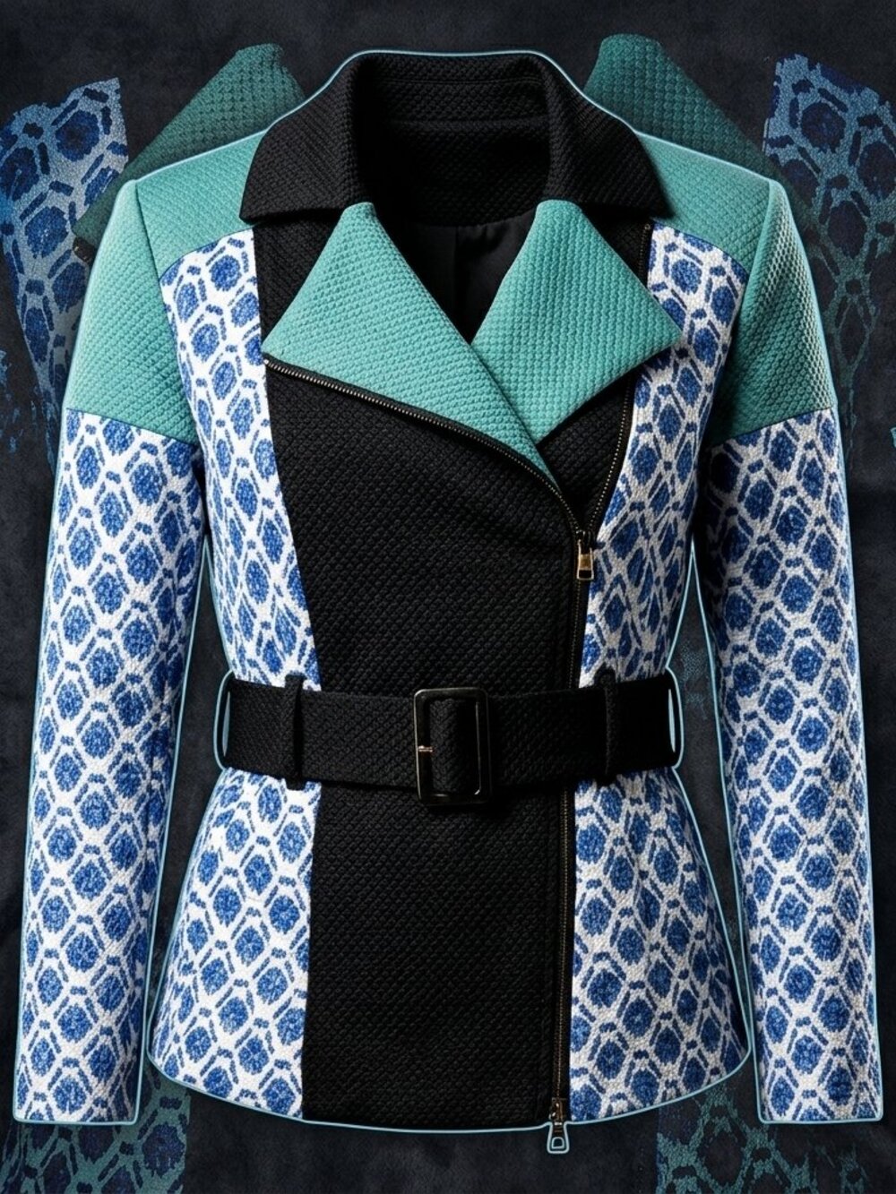 ✨ RARE Peter Pilotto Multi-Pattern Moto Belted Blazer ✨
